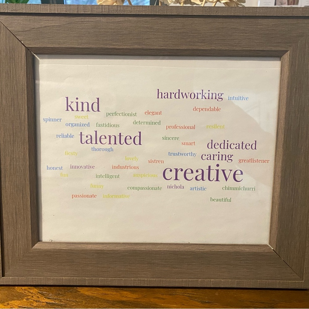 Creative Word Art in Brown Frame